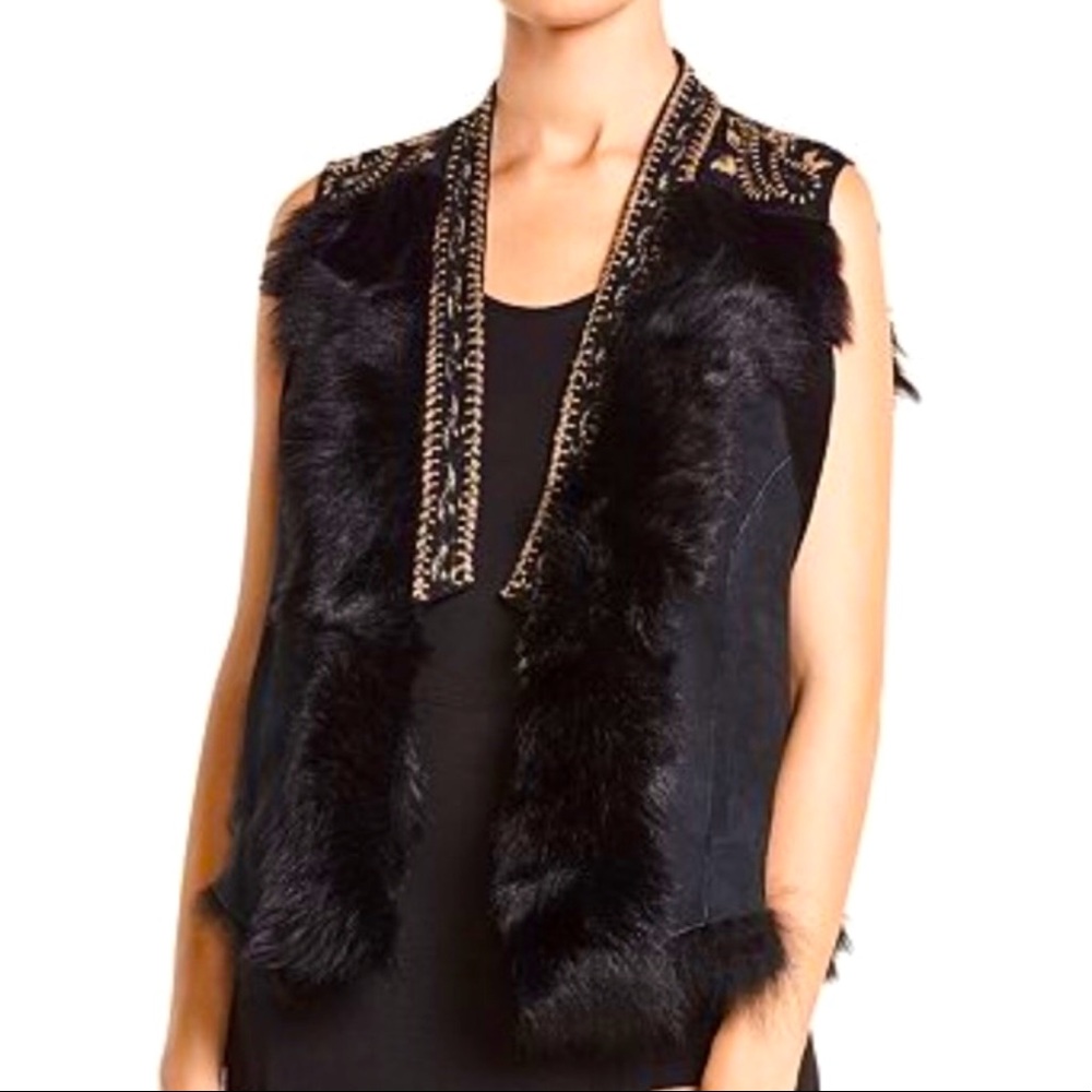 Haute Hippie Mansion Embellished Shearling Vest